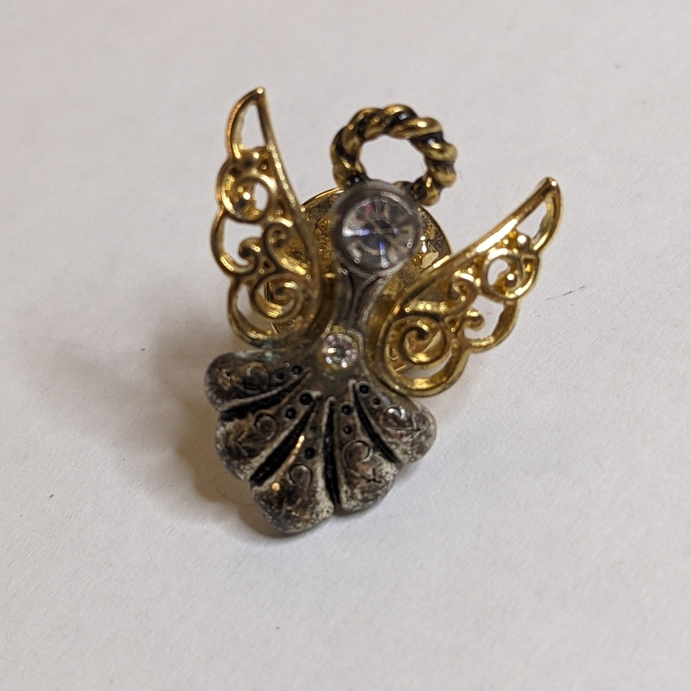 Vintage Crystal Angel Gold tone & Silver Tone Pin with Gift Box For Grandma - Picture 2 of 4